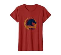 Logo d'étalon Audacieux Mustang Pride School Spirit T-Shirt, Femme, Canneberge, XXL