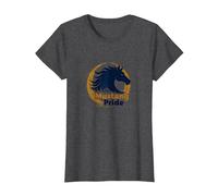 Logo d'étalon Audacieux Mustang Pride School Spirit T-Shirt, Femme, Chiné Foncé, XS