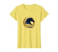 Logo d'étalon Audacieux Mustang Pride School Spirit T-Shirt, Femme, Citron, L