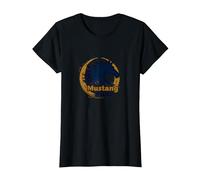 Logo d'étalon Audacieux Mustang Pride School Spirit T-Shirt, Femme, Noir, M