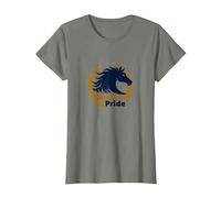 Logo d'étalon Audacieux Mustang Pride School Spirit T-Shirt, Femme, Vert Kaki chiné, XL