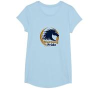 Logo d'étalon Audacieux Mustang Pride School Spirit T-Shirt, Fille, Bleu Céleste, S