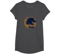 Logo d'étalon Audacieux Mustang Pride School Spirit T-Shirt, Fille, Chiné Foncé, L