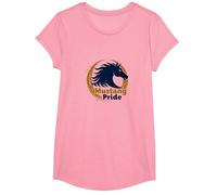 Logo d'étalon Audacieux Mustang Pride School Spirit T-Shirt, Fille, Rose, XS