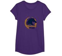 Logo d'étalon Audacieux Mustang Pride School Spirit T-Shirt, Fille, Violet, L