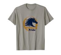 Logo d'étalon Audacieux Mustang Pride School Spirit T-Shirt, Homme, Ardoise, L