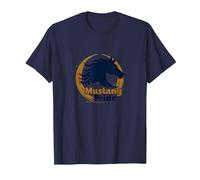 Logo d'étalon Audacieux Mustang Pride School Spirit T-Shirt, Homme, Bleu Marine, L