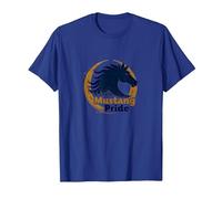 Logo d'étalon Audacieux Mustang Pride School Spirit T-Shirt, Homme, Bleu Royal, L