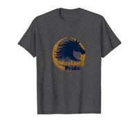 Logo d'étalon Audacieux Mustang Pride School Spirit T-Shirt, Homme, Chiné Foncé, M