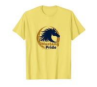 Logo d'étalon Audacieux Mustang Pride School Spirit T-Shirt, Homme, Citron, L
