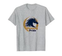 Logo d'étalon Audacieux Mustang Pride School Spirit T-Shirt, Homme, Gris Chiné, L