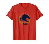 Logo d'étalon Audacieux Mustang Pride School Spirit T-Shirt, Homme, Rouge, XL