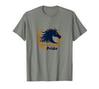 Logo d'étalon Audacieux Mustang Pride School Spirit T-Shirt, Homme, Vert Kaki chiné, L