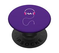 Logo du Casque de Musique en Couleur Fuchsia et Blanc PopSockets PopGrip Adhésif