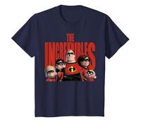 Logo du portrait de famille Disney Pixar Les Indestructibles T-Shirt, Enfant, Bleu Marine, 6 ans