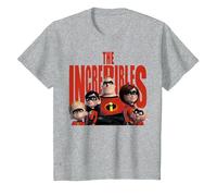 Logo du portrait de famille Disney Pixar Les Indestructibles T-Shirt, Enfant, Gris Chiné, 10 ans