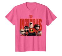 Logo du portrait de famille Disney Pixar Les Indestructibles T-Shirt, Enfant, Rose Chiné, 10 ans