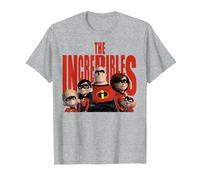 Logo du portrait de famille Disney Pixar Les Indestructibles T-Shirt, Homme, Gris Chiné, 5XL