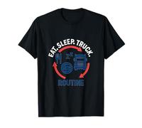 Logo Eat Sleep Truck Repeat Routine Trucker Circle T-Shirt