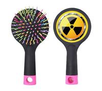 Logo Fond Jaune Substances Radioactives Avertissement Salon Démêlant Brosse à Cheveux Base Coussin