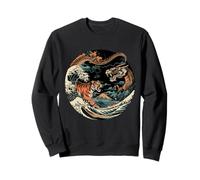 Logo Japonais Yin Yang Tigre Dragon Ocean Wave Mount Fuji Sweatshirt