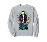 Logo Joker de DC Suicide Squad Sweatshirt, Unisexe pour Adultes, Gris Chiné, L