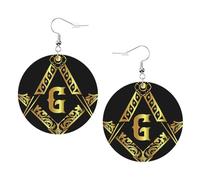 Logo Maçonnique Foi Espoir Charité Franc-Maçon Femme Boucles D'Oreilles Faux Cuir Pendantes Dangle