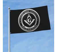 Logo Maçonnique Noir : Foi, Espérance Et Charité Garden Flag Solide Bannière Résistant Aux Intempéries Drapeau De Jardin Pour Jardin Cour Mur 3X5Ft