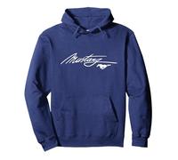 Logo Mustang Script Sweat à Capuche, Unisexe pour Adultes, Bleu Marine, S
