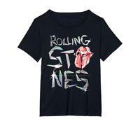 Logo Officiel The Rolling Stones Glass T-Shirt, Femme Grandes Tailles, Noir, 1X