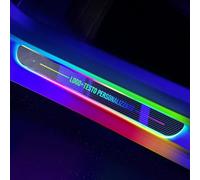 Logo ou Texte personnalisé éclairage de seuil de Voiture,détection Automatique 7 couleurs/12 Modes de Changement,Fibre de Carbone lumière d’Accueil de Voiture à de Conception magnétique sans Fil