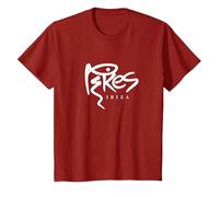 Logo Pikes Ibiza Classique avec Texte Blanc T-Shirt, Enfant, Canneberge, 4 Ans