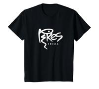 Logo Pikes Ibiza Classique avec Texte Blanc T-Shirt, Enfant, Noir, 8 Ans