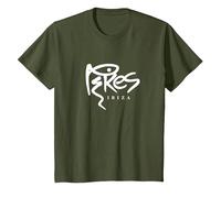 Logo Pikes Ibiza Classique avec Texte Blanc T-Shirt, Enfant, Olive, 3 Ans