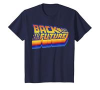 Logo rétro Back to The Future 35th Anniversary T-Shirt, Enfant, Bleu Marine, 4 Ans