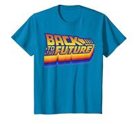Logo rétro Back to The Future 35th Anniversary T-Shirt, Enfant, Saphir, 10 Ans