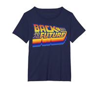 Logo rétro Back to The Future 35th Anniversary T-Shirt, Femme Grandes Tailles, Bleu Marine, 5X