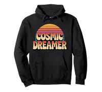 Logo rétro Cosmic Dreamer au Coucher du Soleil, Style Vintage Sweat à Capuche