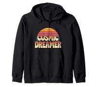 Logo rétro Cosmic Dreamer au Coucher du Soleil, Style Vintage Sweat à Capuche
