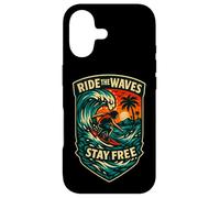 Logo Ride The Waves Stay Free Surf Crest Graphic Coque pour iPhone 17