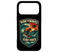 Logo Ride The Waves Stay Free Surf Crest Graphic Coque pour iPhone 17 Pro Max