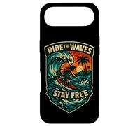 Logo Ride The Waves Stay Free Surf Crest Graphic Coque pour iPhone Air