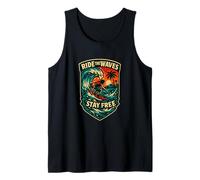 Logo Ride The Waves Stay Free Surf Crest Graphic Débardeur