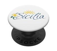 Logo Sicile, Soleil, Citron, Art sicilien PopSockets PopGrip Adhésif
