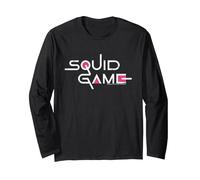Logo Squid Game Classique avec Texte Blanc Manche Longue, Unisexe pour Adultes, Noir, S