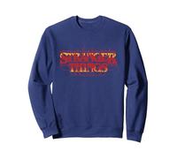 Logo Stranger Things - Flames vieillies Sweatshirt, Unisexe pour Adultes, Bleu Marine, L