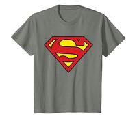 Logo Superman Classique de DC Kids T-Shirt, Enfant, Vert Kaki chiné, 6 Ans
