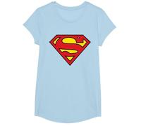 Logo Superman Classique de DC Kids T-Shirt, Fille, Bleu Céleste, XS