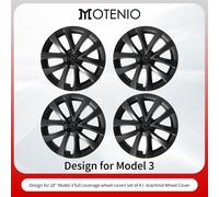 【Logo Tesla Offert】4PCS Cache Jante Premium Pour Tesla Model 3 (2017-2023) 18 Pouces Cache Jantes Noir Mat Style Araignée Couverture Complète Couverture Protectrice Exclusivement Pour Model 3 (2017-20