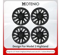 【Logo Tesla Offert】4PCS Cache Jante Premium Pour Tesla Model 3 Highland (2023-2026) 18 Pouces Cache Jantes Noir Mat Style Turbine Couverture Complète Couverture Protectrice Exclusivement Pour Model 3